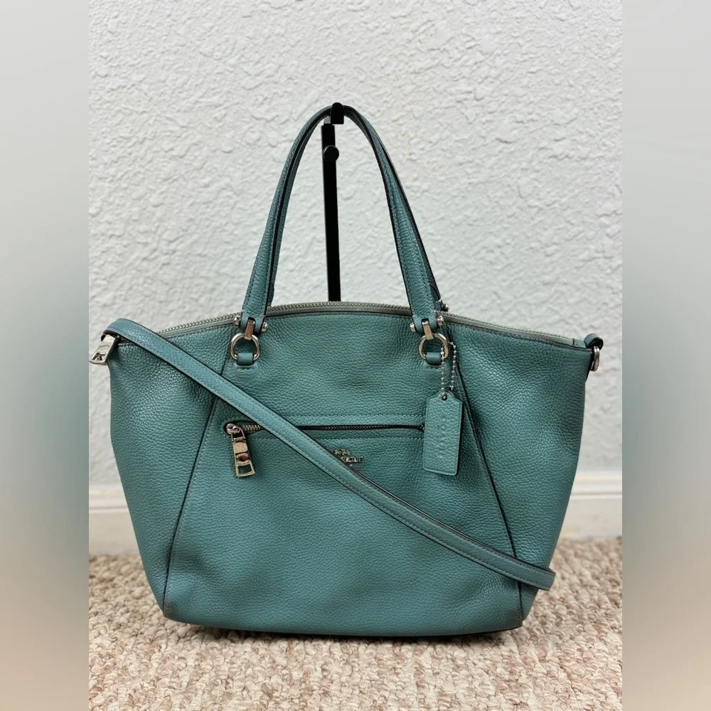 Coach Prairie Teal Shoulder Bag with Leather Crossbody Strap